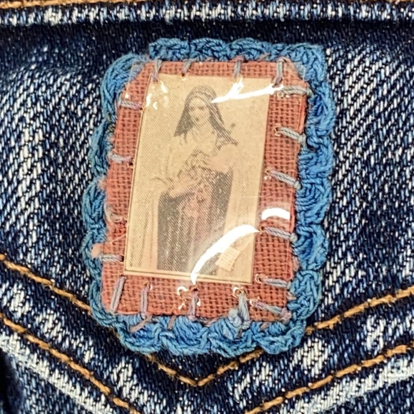 Gap Women’s Denim Jean Jacket OOAK Chess Size Lg - Picture 9 of 10